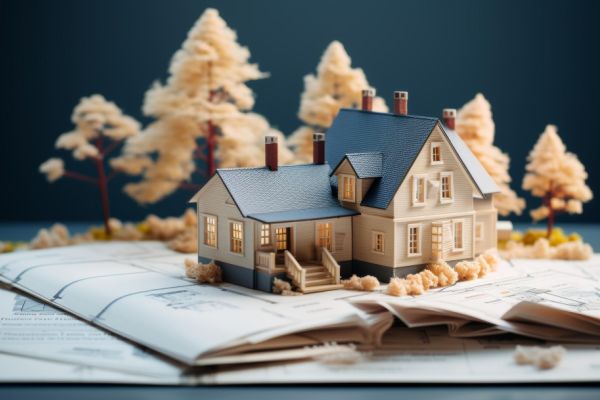 Model home resting on docuuments